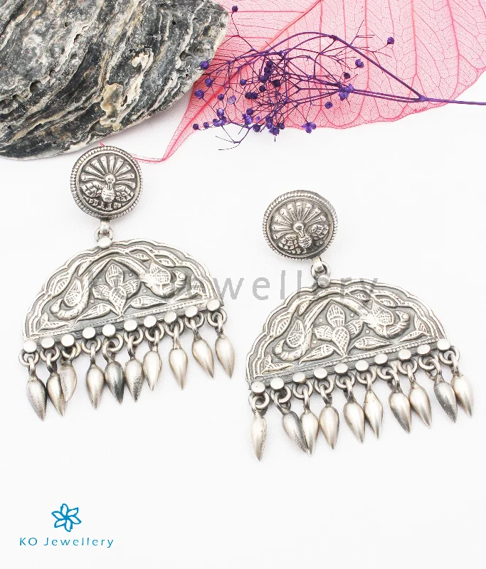 Ladies earrings throwback charm -The Rajaka Silver Parrot Earrings