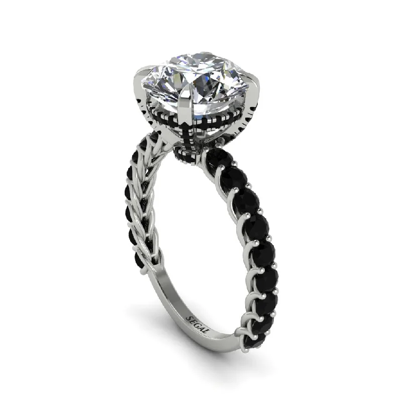 Ladies engagement rings tribal romance -Diamond Twisted Band Halo Engagement Ring - Avianna No. 33