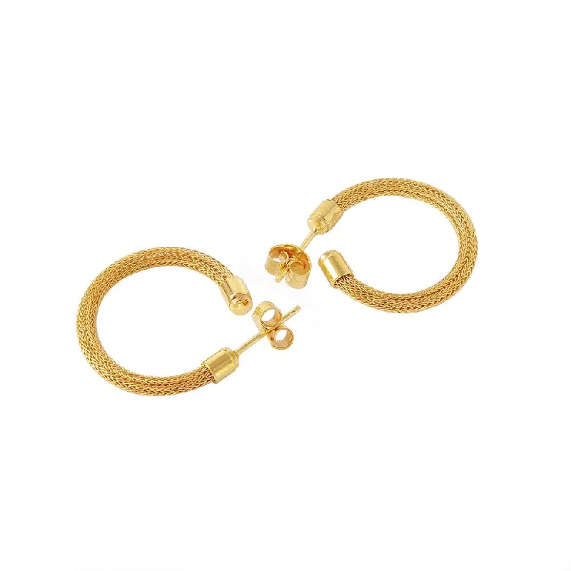 Ladies earrings for road adventures -Clearance-Silver 925 Gold Plated Thin Hoop Earrings - ITE00062GP