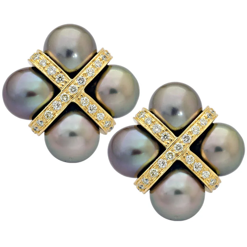 Ladies earrings for leaders -Earrings-South Sea Pearl and Diamond