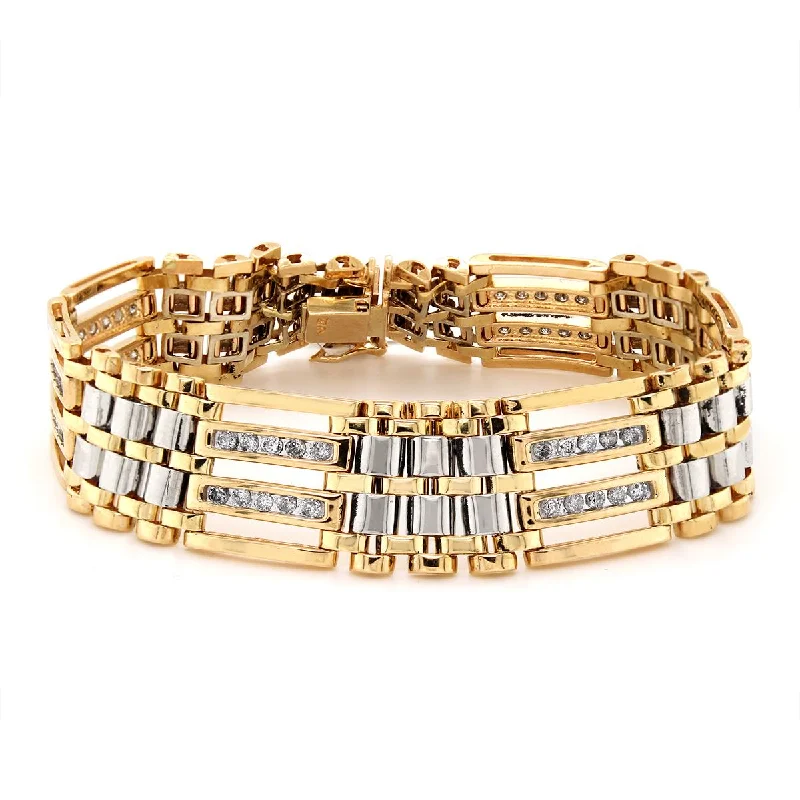 ladies-modern-gold-bracelets-YELLOW GOLD MENS BRACELET WITH 60 DIAMONDS, 2.00 CT TW