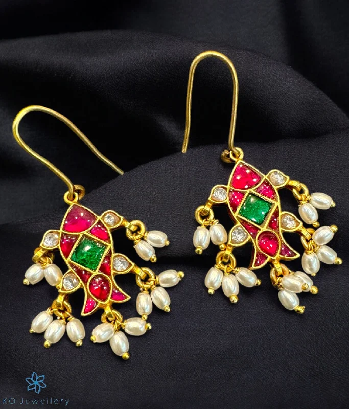 Ladies earrings sci-fi flair -The Fish Silver Kundan Earrings