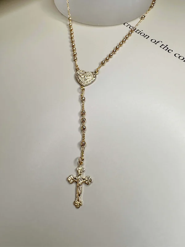 ladies-delicate-rose-gold-necklaces-Velani Rosary with Dove Necklace