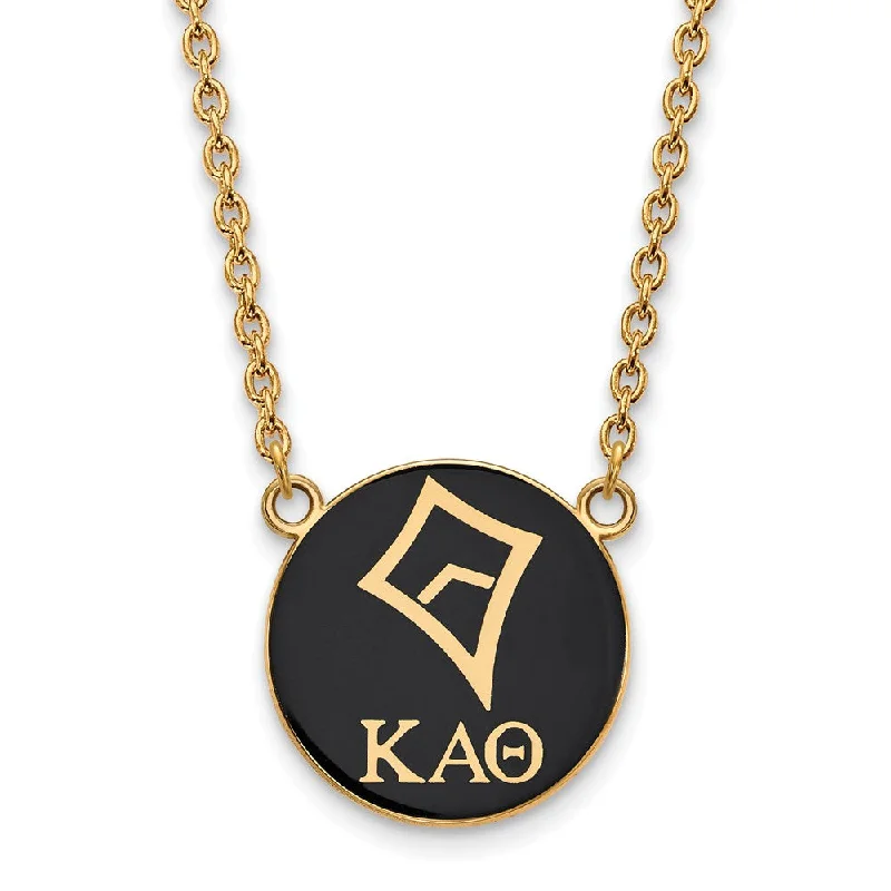 ladies-gemstone-pearl-necklaces-14K Plated Silver Kappa Alpha Theta Large Enamel Logo Necklace