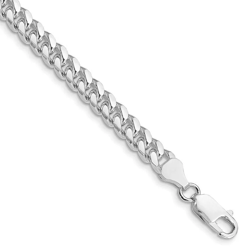 ladies-cross-pearl-bracelets-Sterling Silver Rhodium-plated 6mm Domed w/ Side D/C Curb Chain Bracelet