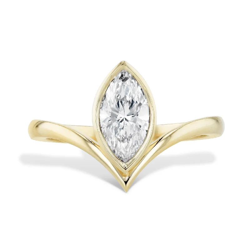 Ladies engagement rings for forever love -Marquise Diamond Yellow Gold Engagement Ring