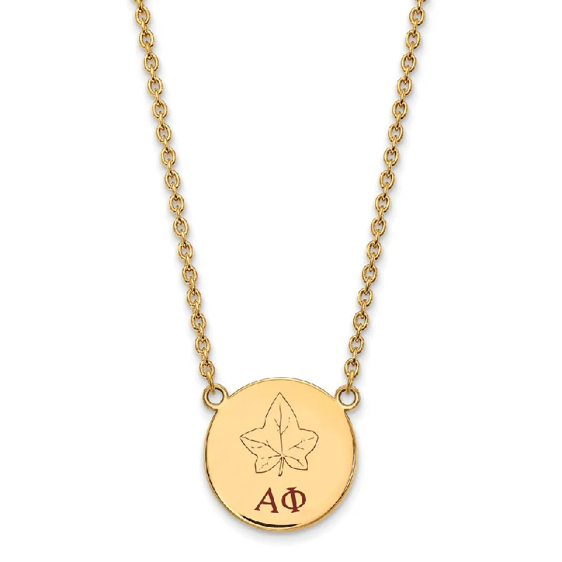 ladies-crystal-layered-necklaces-14K Plated Silver Alpha Phi Large Enamel Necklace