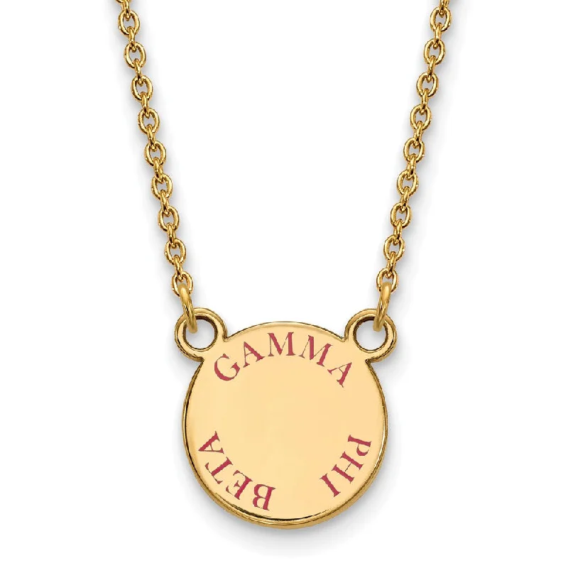 ladies-classic-diamond-necklaces-14K Plated Silver Gamma Phi Beta Small Dk Pink Enamel Necklace