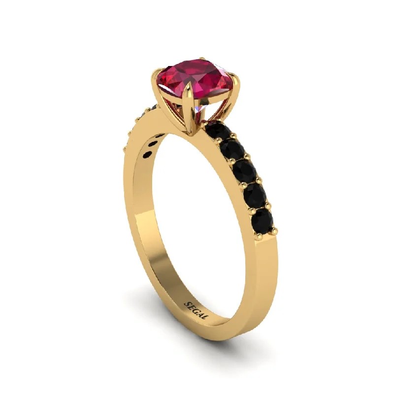 Ladies engagement rings trendy charm -Cushion-Cut Ruby Classic Elegance Engagement Ring - Demi No. 40