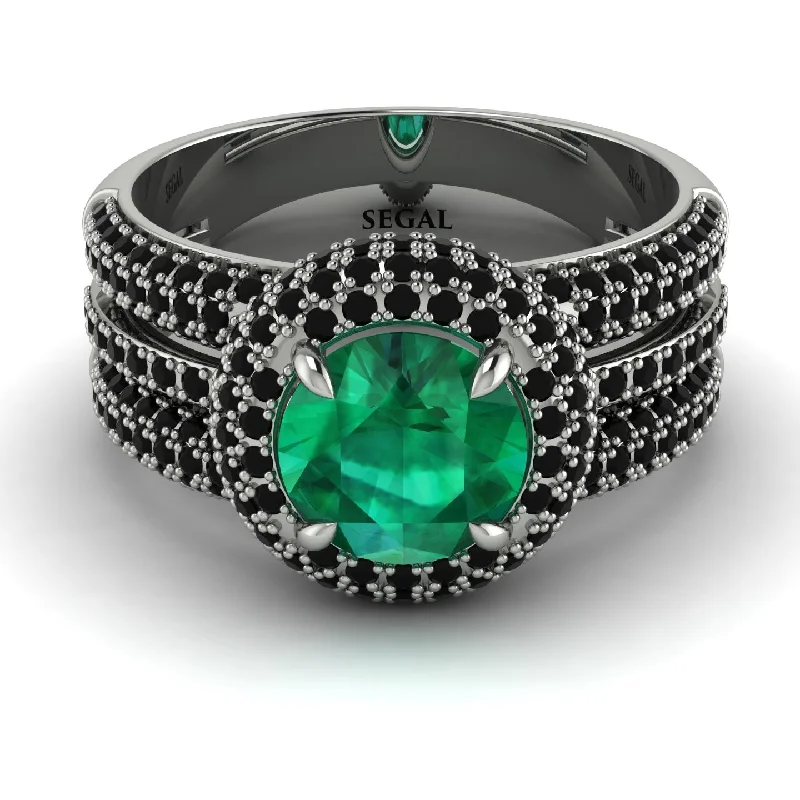 Ladies engagement rings elegant brilliance -Emerald Halo Luxury Pave Engagement Ring - Sierra No. 36