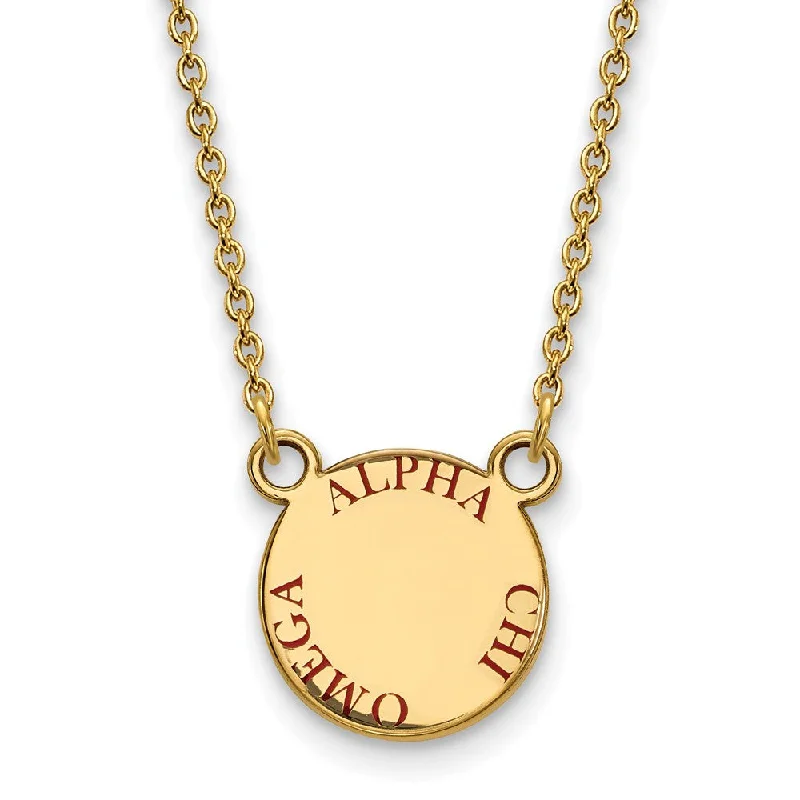 ladies-affordable-diamond-necklaces-14K Plated Silver Alpha Chi Omega Small Red Enamel Necklace