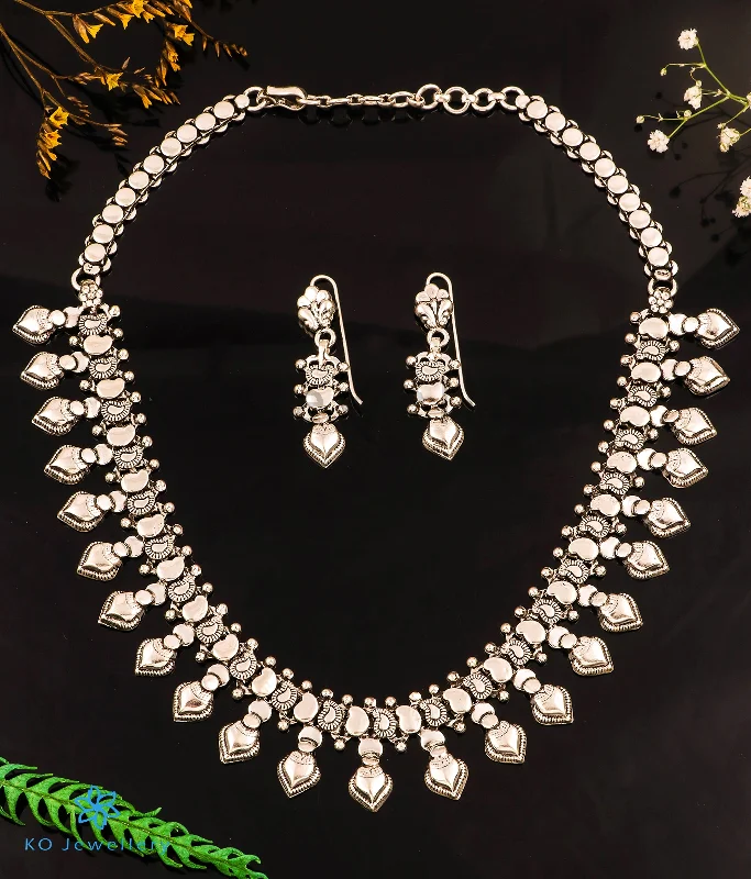 Ladies earrings for designers -The Saba Silver Antique Necklace & Earrings