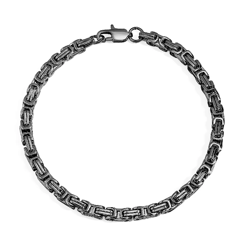 ladies-moon-diamond-bracelets-Stainless Steel Black Byzantine Chain Bracelet / BRJ9090