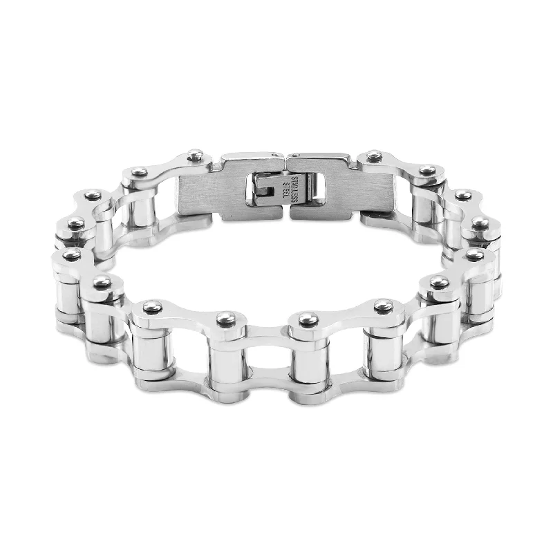 ladies-delicate-silver-bracelets-Stainless Steel Bike Chain Bracelet / BRJ2228