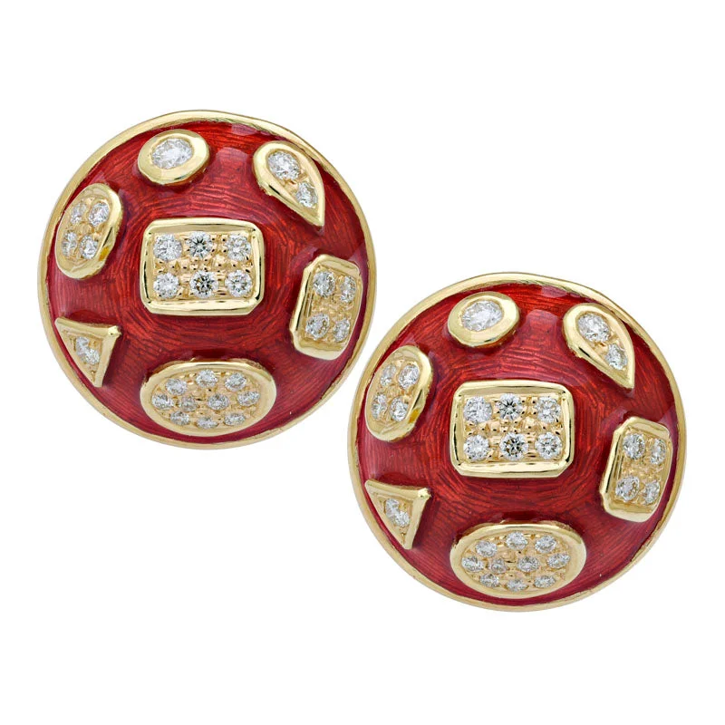 Ladies earrings for reunions -Earrings-Diamond (Enamel)