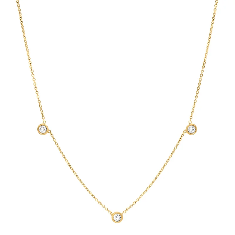 ladies-bohemian-gold-necklaces-Diamond trio necklace