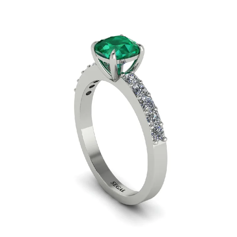 Ladies engagement rings for runway romance -Cushion-Cut Emerald Classic Elegance Engagement Ring - Demi No. 6