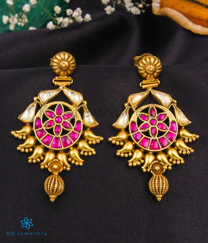 Ladies earrings cutting-edge designs -The Silver Kundan Earrings