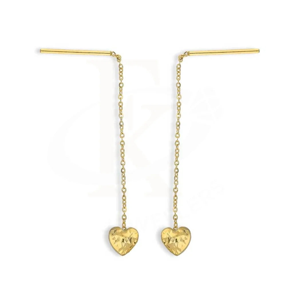 Ladies earrings for benefit nights -Gold Heart Tic Tac Drop Earrings 18KT - FKJERN18K3104