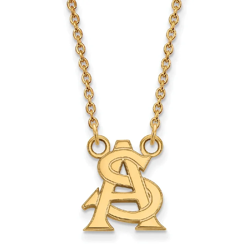 ladies-gift-gold-necklaces-14k Gold Plated Silver Arizona State Small Pendant Necklace