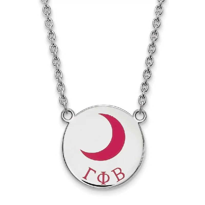 ladies-trendy-pearl-necklaces-Sterling Silver Gamma Phi Beta Large Enamel Necklace