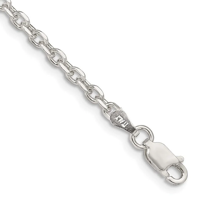 ladies-wedding-diamond-bracelets-Sterling Silver 2.75mm Diamond-cut Forzantina Cable Chain Bracelet