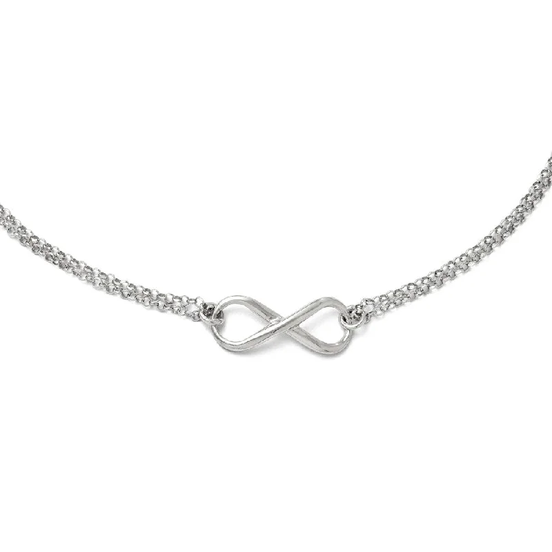 ladies-moon-gold-necklaces-Infinity Symbol Double Strand Necklace in Sterling Silver, 18 Inch