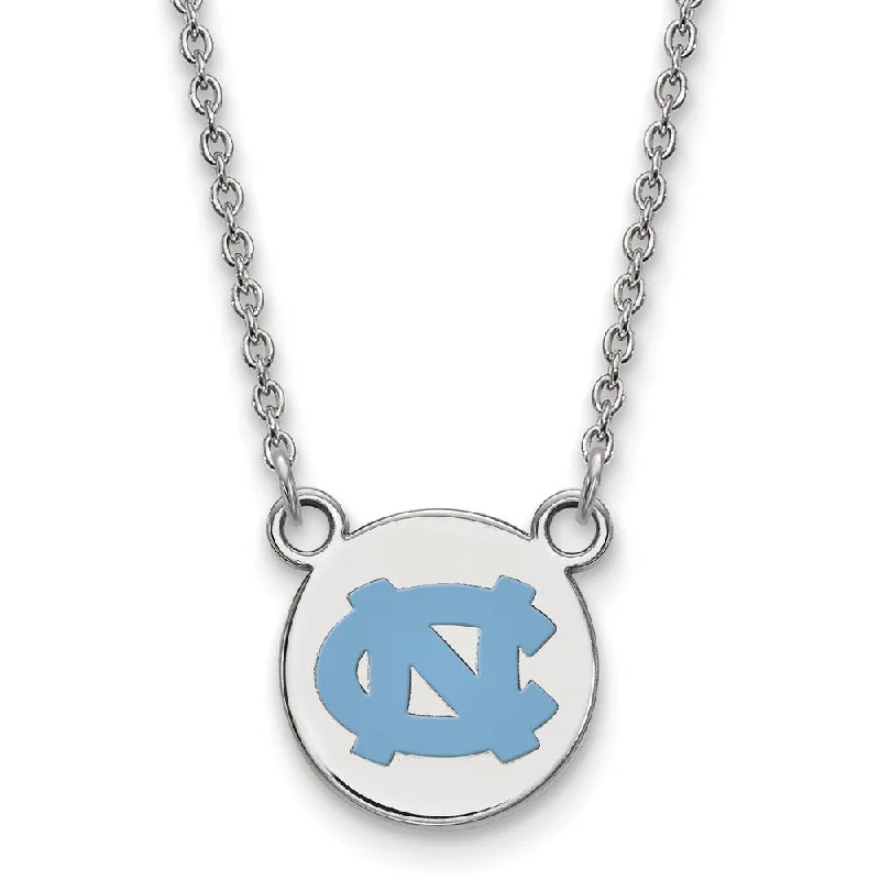 ladies-delicate-diamond-necklaces-Sterling Silver North Carolina Small Enameled Disc Necklace