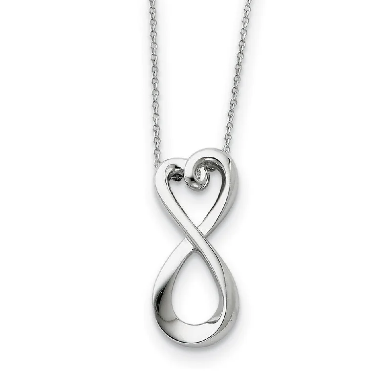 ladies-diamond-pendant-necklaces-Rhodium Plated Sterling Silver Infinite Love Necklace, 18 Inch