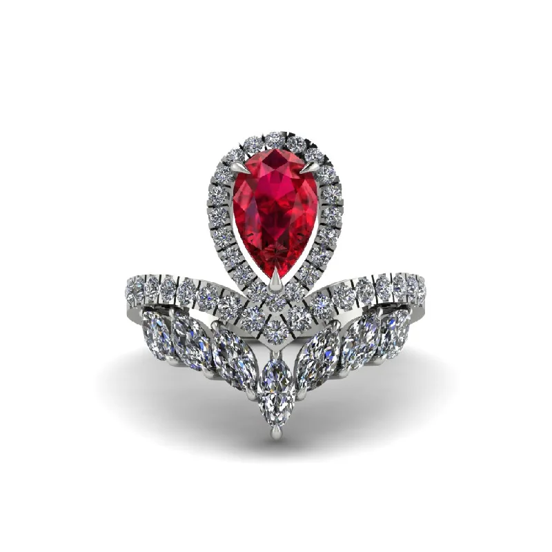 Ladies engagement rings for healing vows -Ruby Crown Radiance Engagement Ring - Aviana No. 12