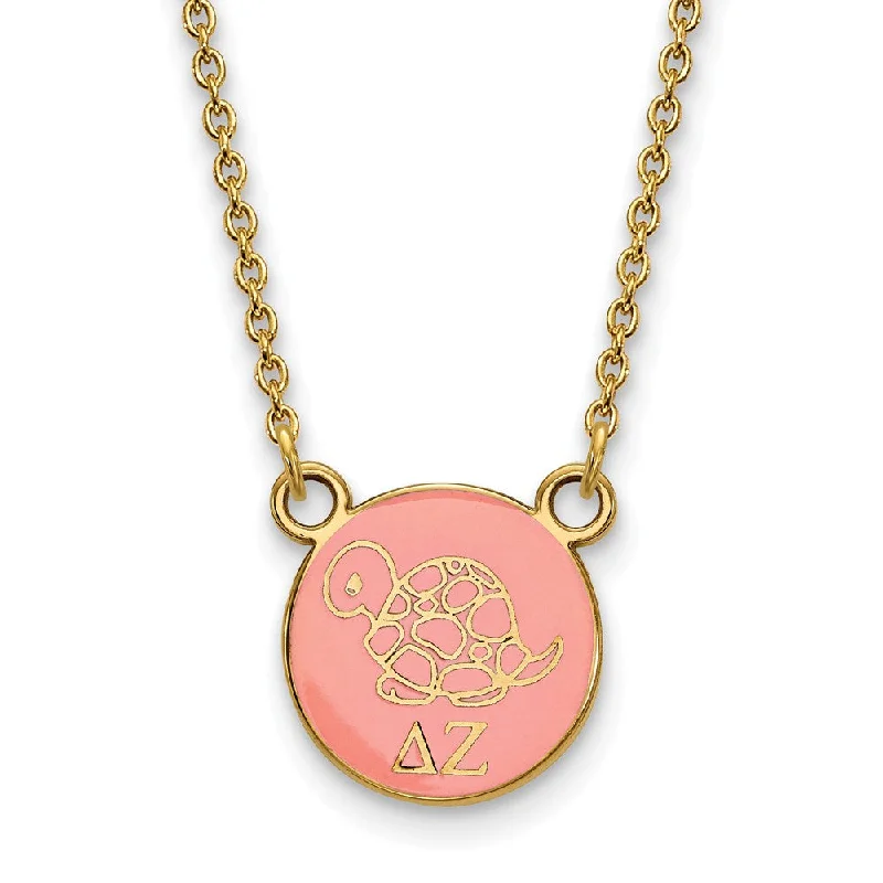 ladies-everyday-diamond-necklaces-14K Plated Silver Delta Zeta Small Enamel Mascot Necklace