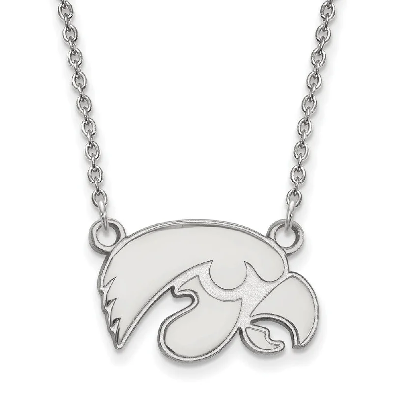 ladies-diamond-layered-necklaces-Sterling Silver U of Iowa Small Hawkeye Cutout Necklace