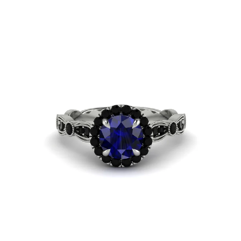 Ladies engagement rings for dreamer couples -Round Cut Sapphire Radiant Eternity Engagement Ring - Kamryn No. 45