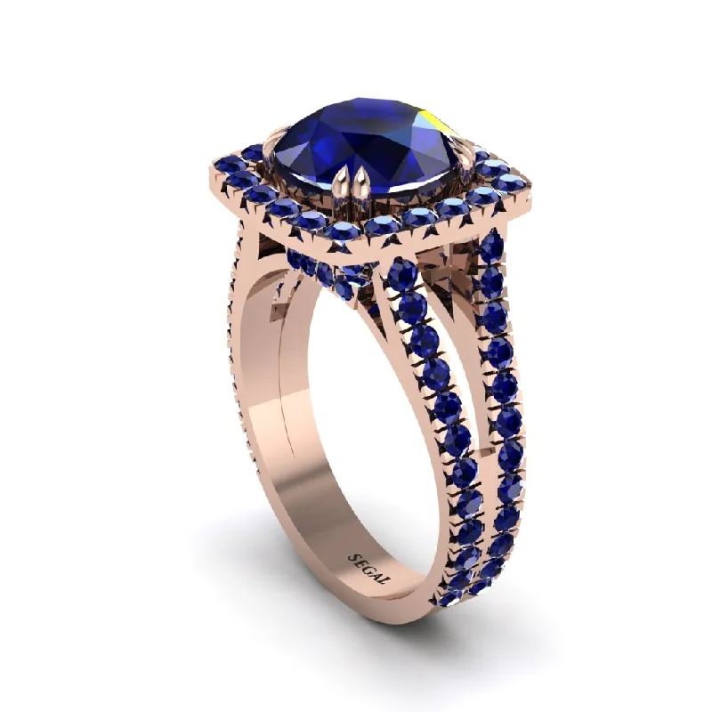 Ladies engagement rings soft brilliance -Sapphire Pave Split Shank Engagement Ring - Averie No. 74