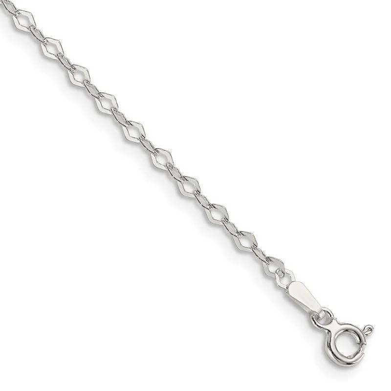 ladies-delicate-diamond-bracelets-Sterling Silver 2.25mm Fancy Rolo Chain Bracelet