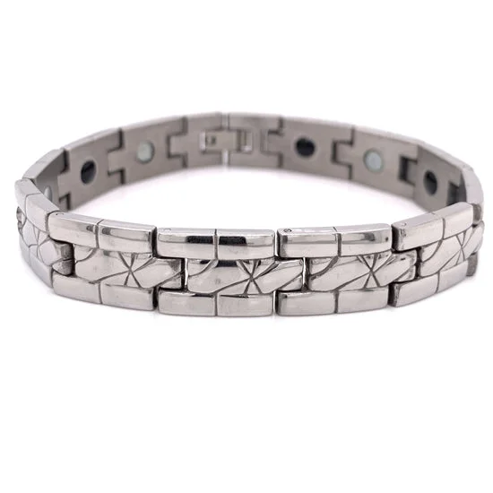 ladies-unique-diamond-bracelets-Stainless Steel Magnetic Bracelet / MBS0009