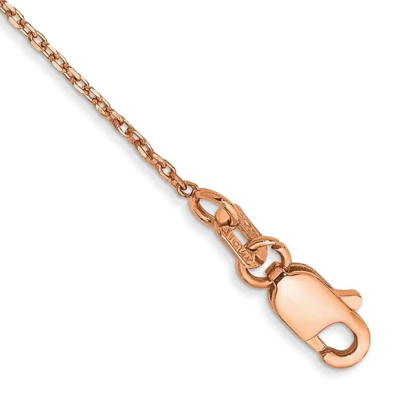 ladies-everyday-rose-gold-bracelets-14K Rose Gold 10 inch 1.10mm Diamond-cut Cable with Lobster Clasp Chain Bracelet