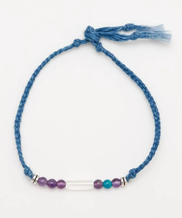 ladies-bohemian-rose-gold-bracelets-Indigo Dyed Braided Bracelet - Amethyst - Feb