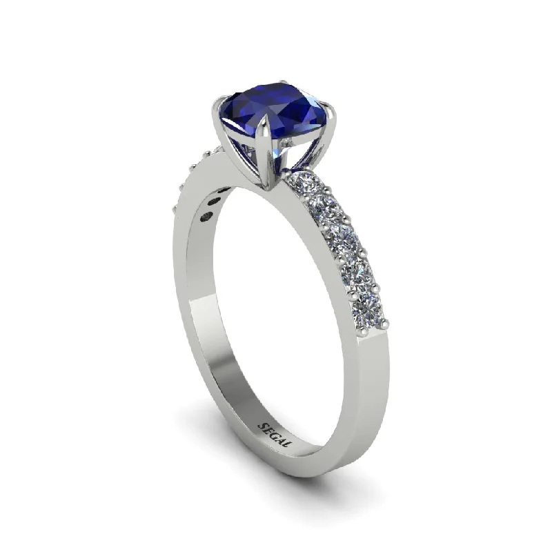 Ladies engagement rings for visionary love -Cushion-Cut Sapphire Classic Elegance Engagement Ring - Demi No. 15