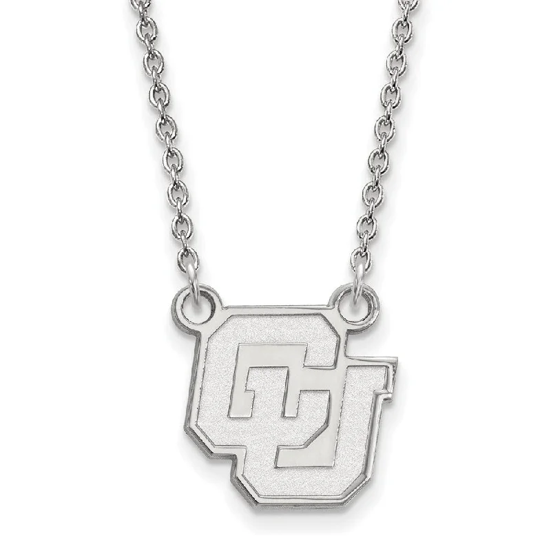 ladies-cross-gold-necklaces-Sterling Silver U of Colorado Small Pendant Necklace