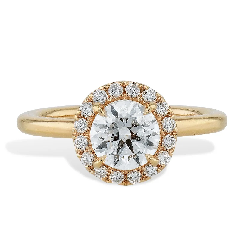 Ladies engagement rings floral elegance -Round Brilliant Cut Diamond Rose Gold Engagement Ring