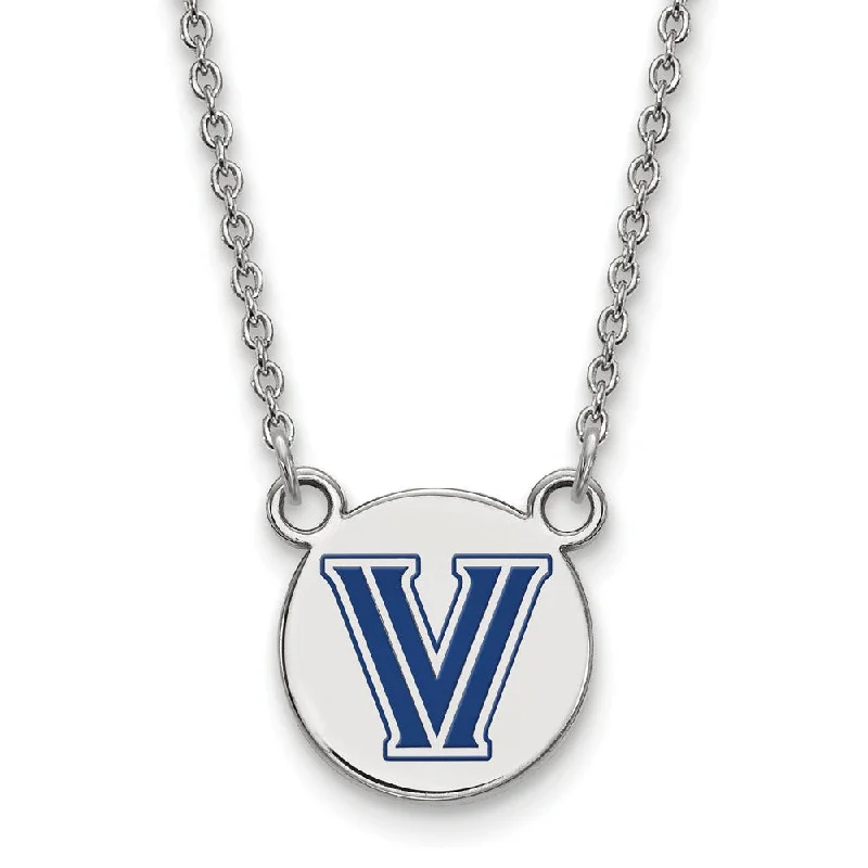 ladies-modern-diamond-necklaces-Sterling Silver Villanova U Small Enamel Disc Pendant Necklace