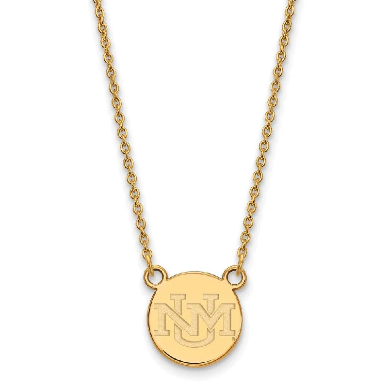 ladies-charm-gold-necklaces-14k Gold Plated Silver U of New Mexico Small Pendant Necklace