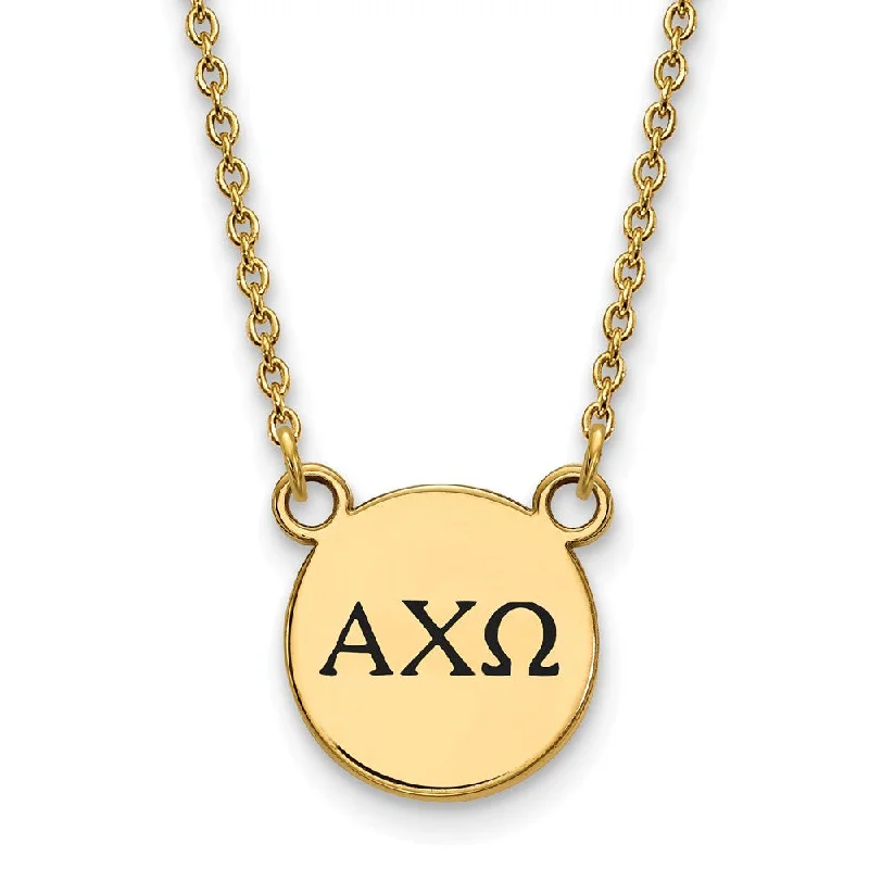 ladies-custom-silver-necklaces-14K Plated Silver Alpha Chi Omega Small Enamel Greek Letters Necklace