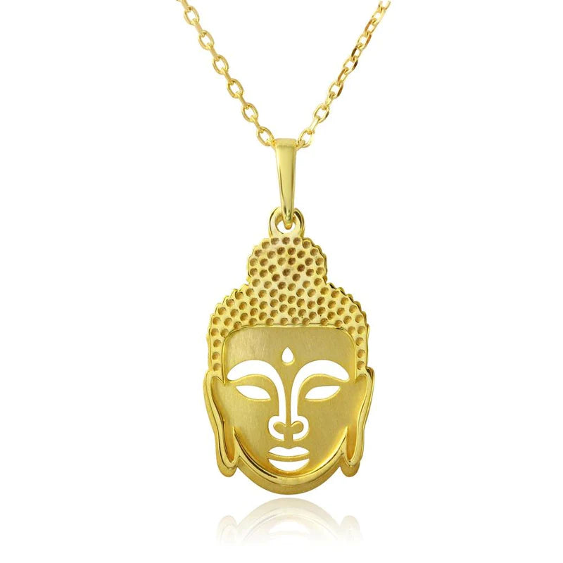 ladies-delicate-diamond-necklaces-Silver 925 Gold Plated Buddha Pendant Necklace