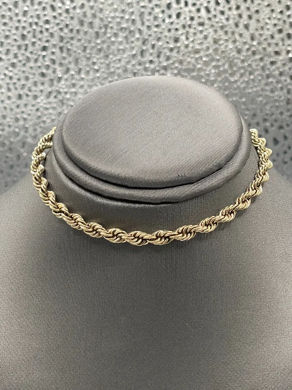 ladies-rustic-rose-gold-bracelets-Ladies / Mens 14 Karat Yellow Gold Solid Rope Chain Bracelet