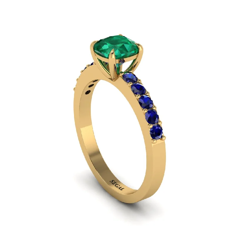 Ladies engagement rings for dreamy nights -Cushion-Cut Emerald Classic Elegance Engagement Ring - Demi No. 64