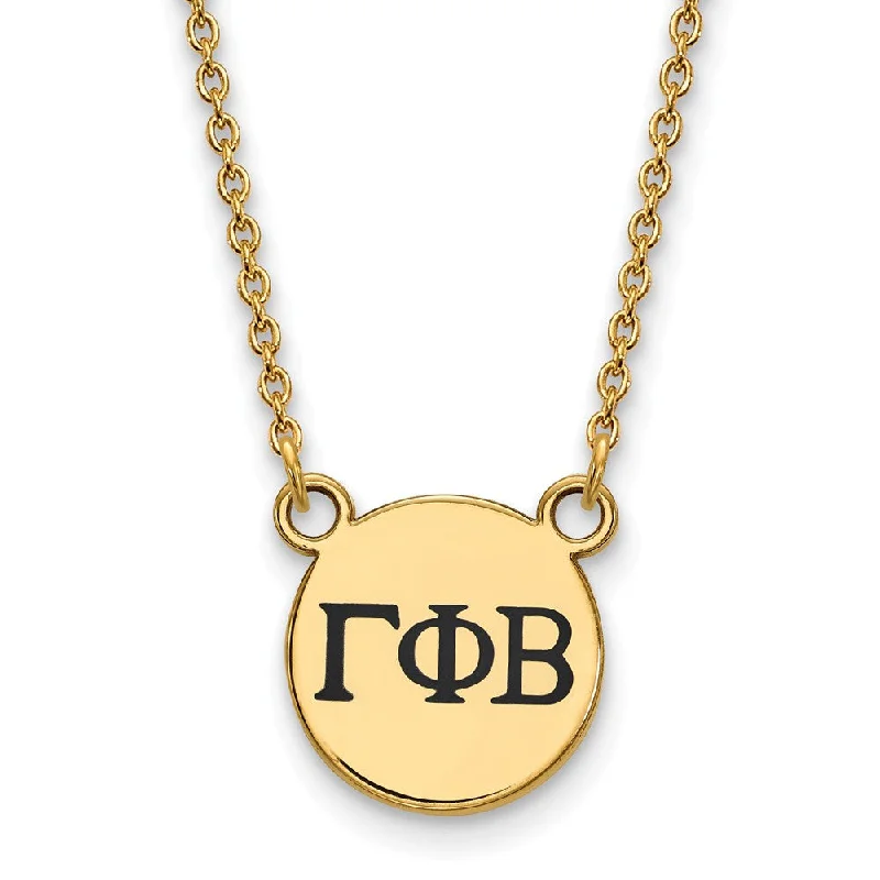 ladies-charm-pearl-necklaces-14K Plated Silver Gamma Phi Beta Small Enamel Greek Letters Necklace