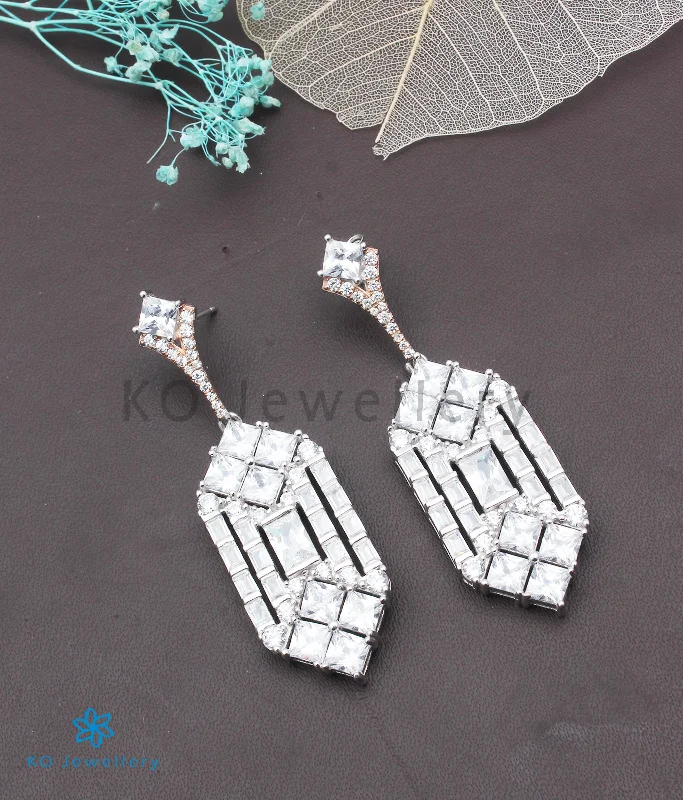 Ladies earrings for office chic -The Art Deco Silver Earrings