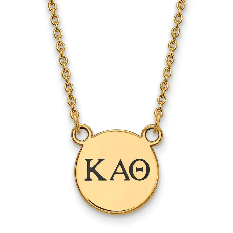 ladies-star-charm-necklaces-14K Plated Silver Kappa Alpha Theta Sm Enamel Greek Letters Necklace